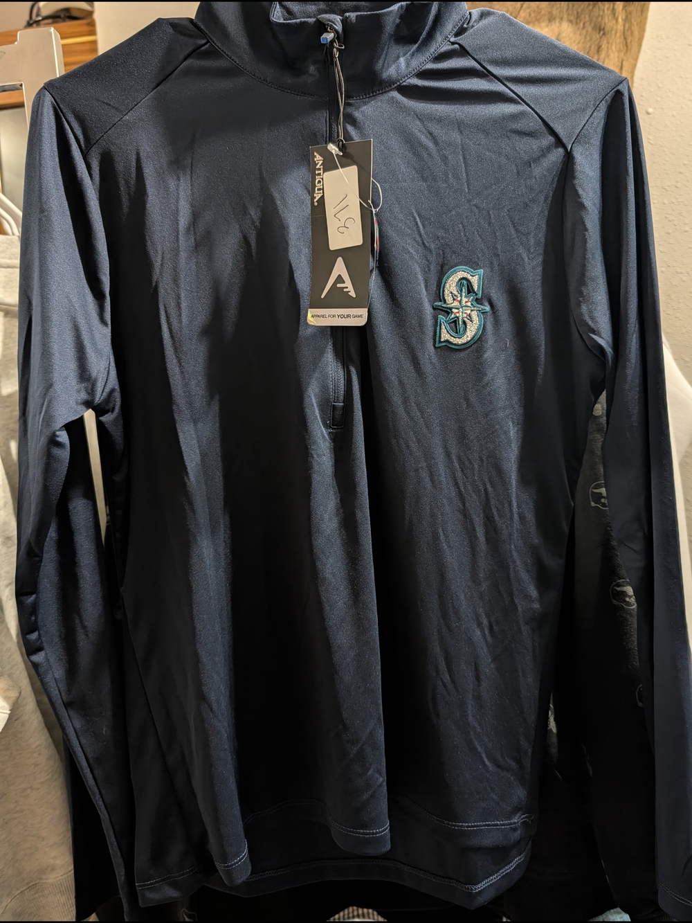 Antigua Navy Seattle Mariners Long-Sleeve Quarter-Zip Pullover